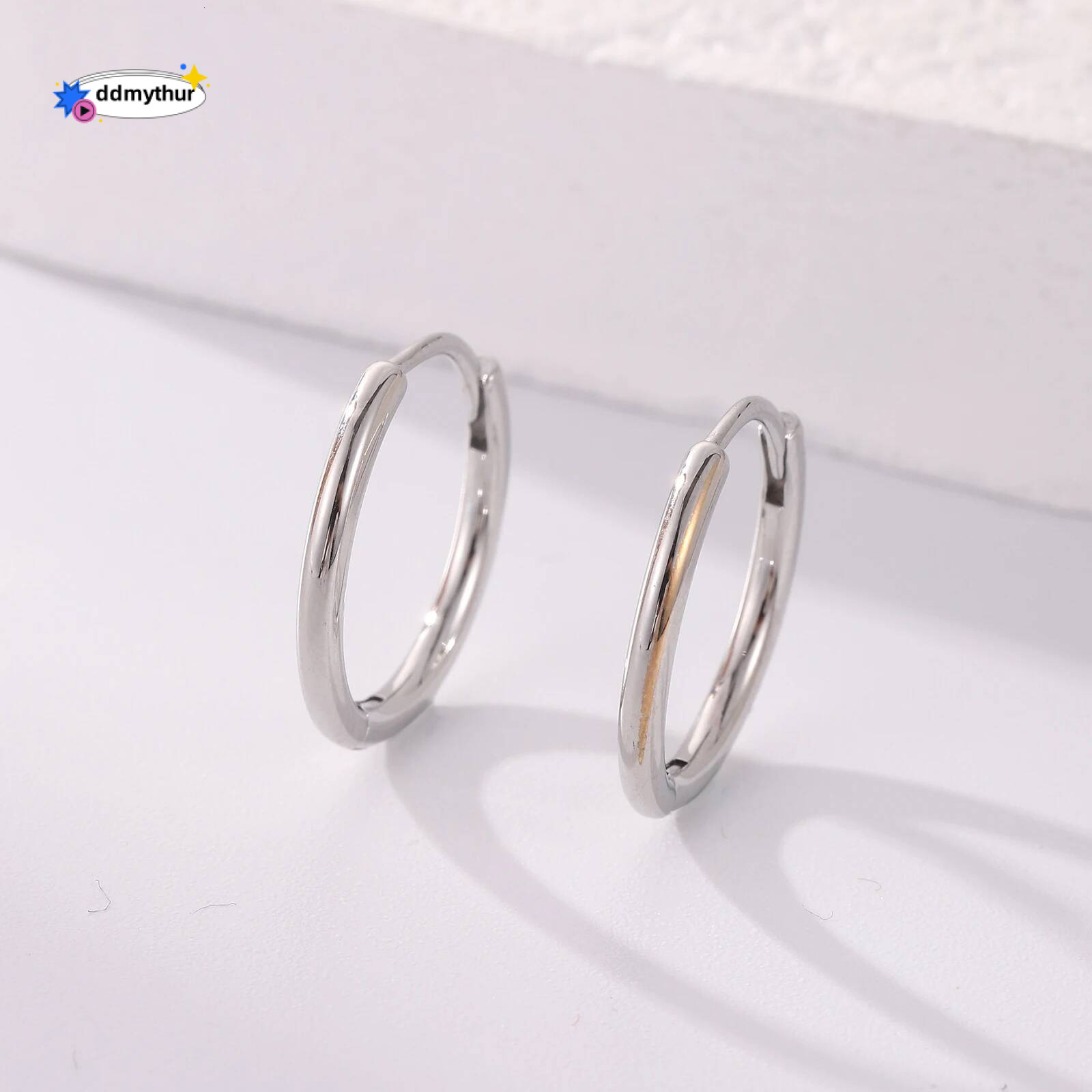 Sterling Sier Needles Glossy Small Hoops Hypoallergenic Fashion Earrings Daily Wear 8/10/12mm Popular Accessories ddmythur