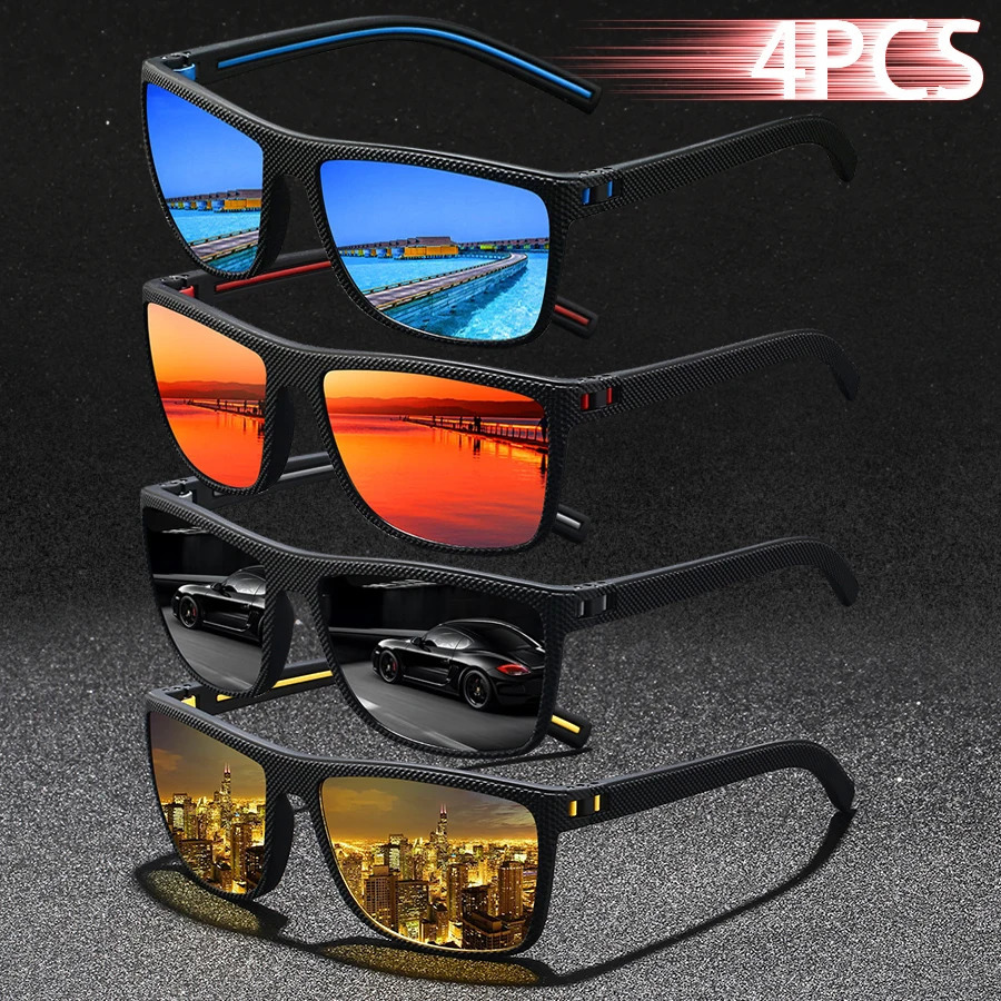 4 PCS Fashion Vintage Check Square Sunglasses For Men Women Driving y n Sun Glasses UV400 Eyewear 250512