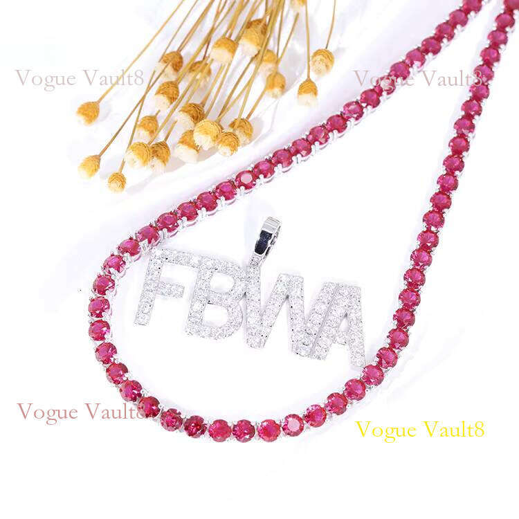 3/4/5mm Wide Red Corundum Sterling Sier Necklace/bracelet Tennis Chain