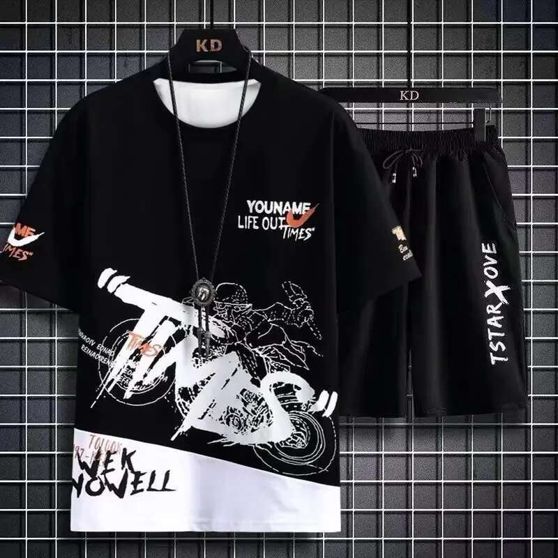 Men's Sets 2024 Summer Fashion Quick-Drying T Shirts Casual Ice Silk Shorts Set Men Sporty Two-Piece Outfit Basketball Tracksuit Designer