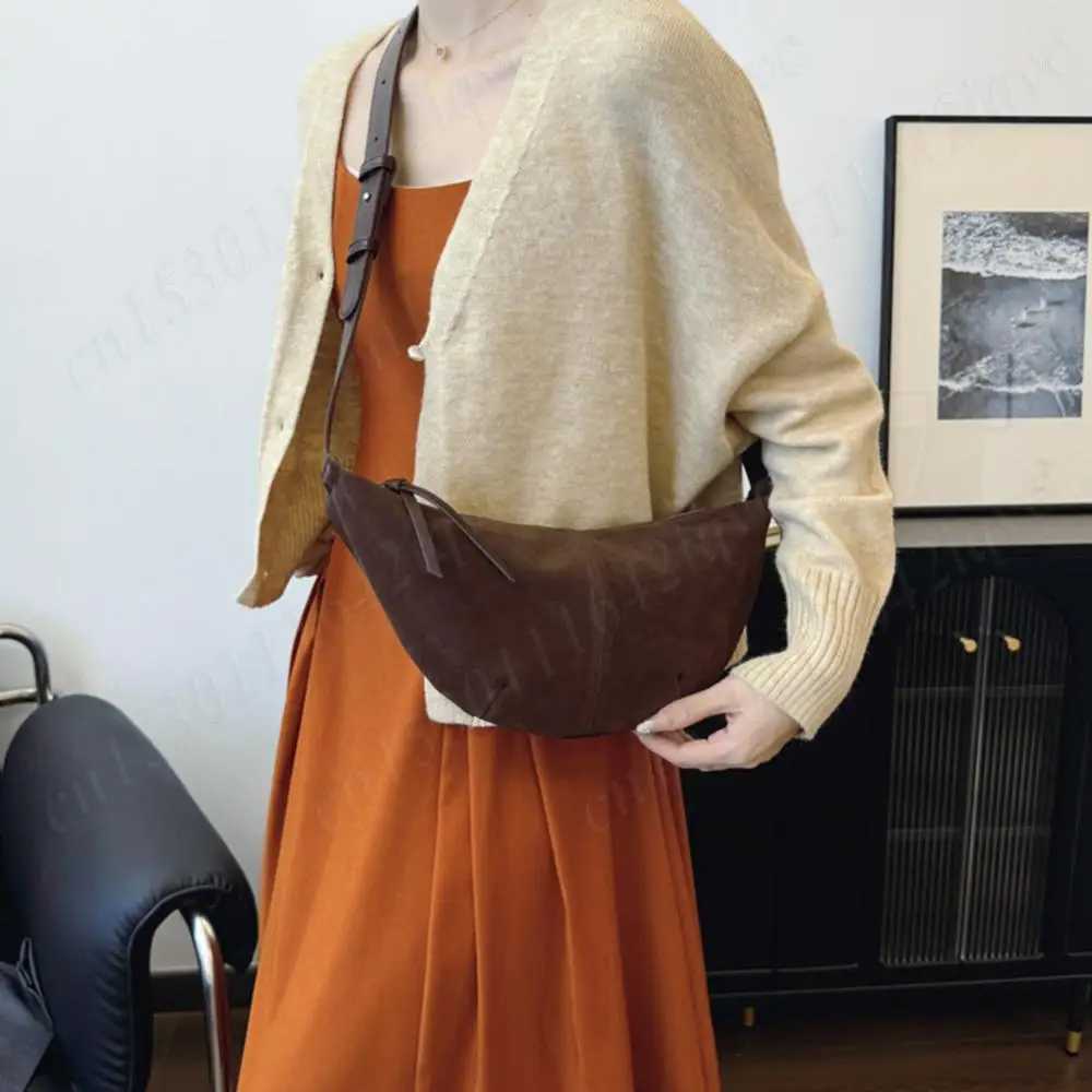 Crescent Bag for Women Shoulder Bag Suede Dumpling Bag Adjustable Strap Crossbody Bag Multi-pocket Hobo Sling Bag Solid HandbagXJ250512