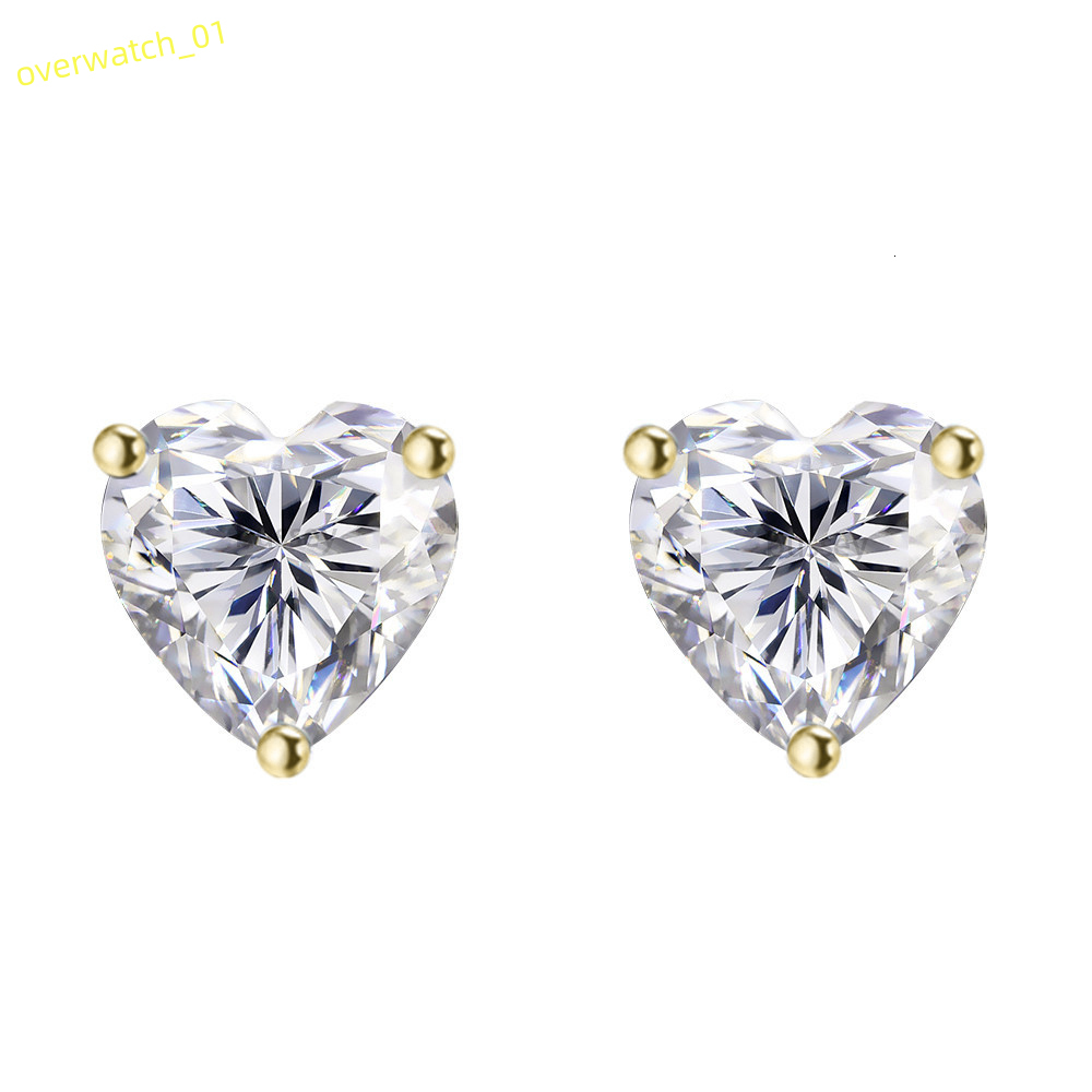 heart shaped cutting moissanite earrings designer for women solid 925 sterling silver stud earrings gold plated mens earring designer jewelry valentin
