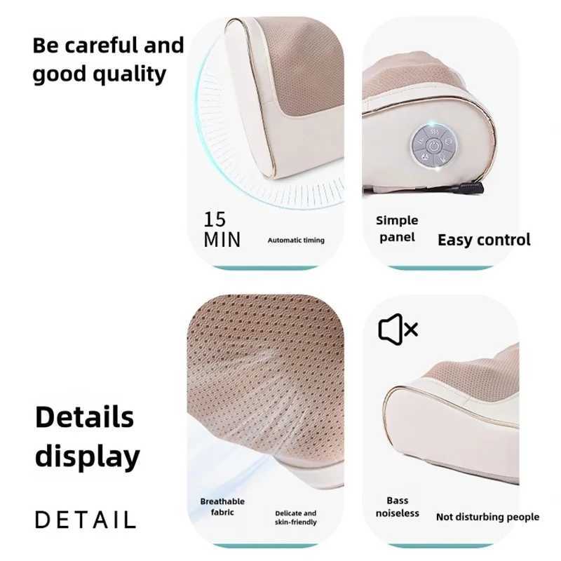 Aiveisi Electric Neck Cervical Massage Pillow Waist Back Shoulder Shiatsu Kneaded Massager For Neck And ShouldersW250512