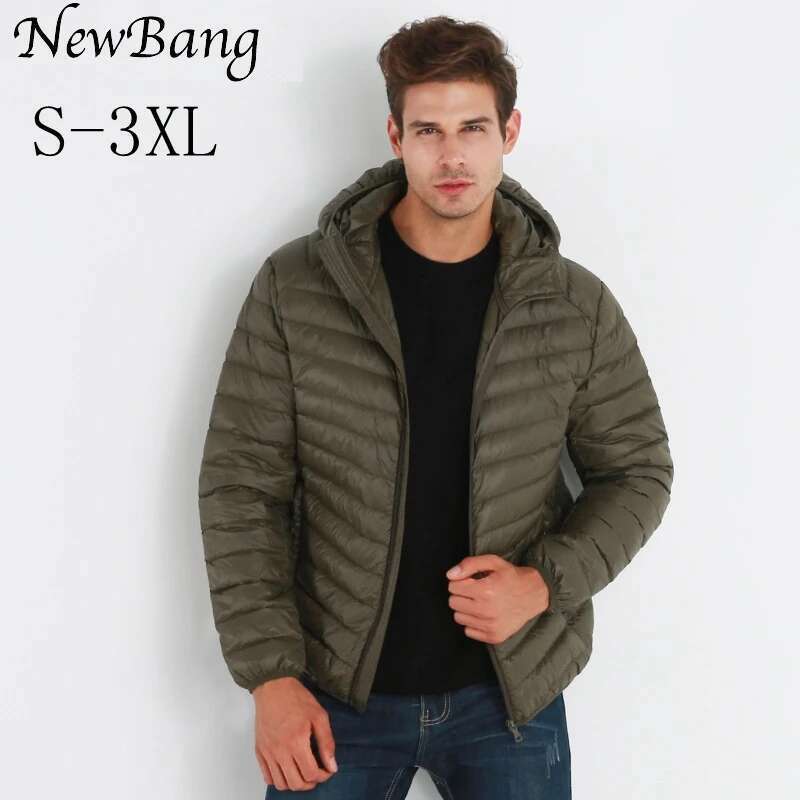 Newbang Brand Lightweight Hooded Duck Ultra Light Down Jacket Men Portable Windproof Warm Coat Feather Parka Man Designer