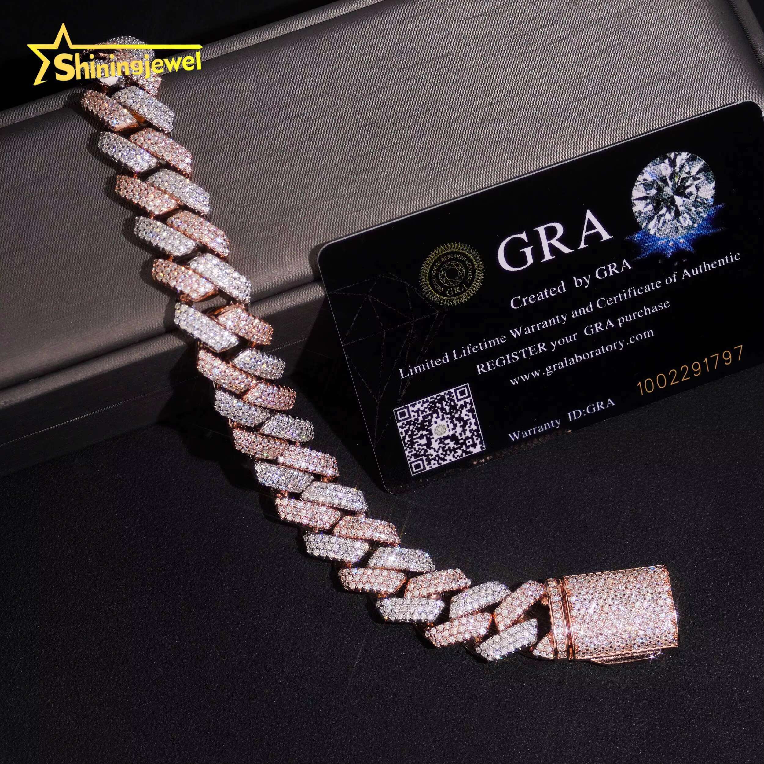 Two Color Silver Rose Gold 12mm Custom Name Engraved VVS Moissanite Cuban Link Bracelet in 925 Silver Low Tariff