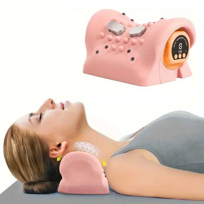 Electric Cervical Curvature Corrector Pink New Multifunctional Vibration Massage Pillow Hot Press Pulse Cervical Massage PillowW250512