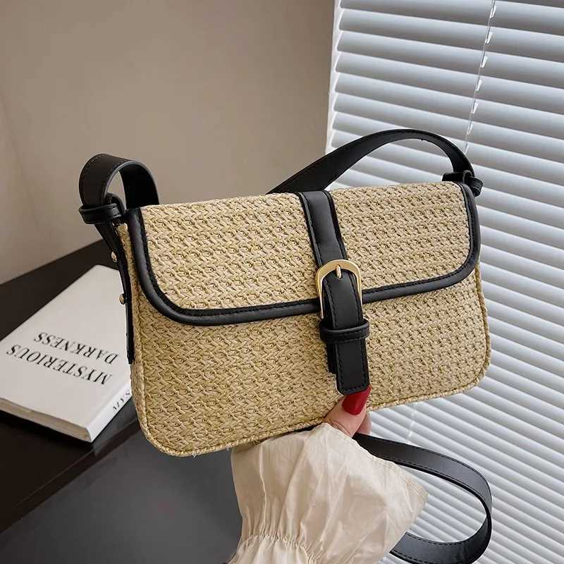 Summer straw bag womens new fashion small square bag foreign style braided bag simple fashion single shoulder crossbody bagW250512