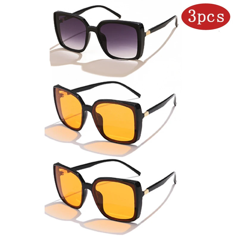 3pcs Sets Vintage Square Sunglasses Men Women Retro Driving Sunglasses UV400 Y2K Retro Sun Glasses UV400 250509