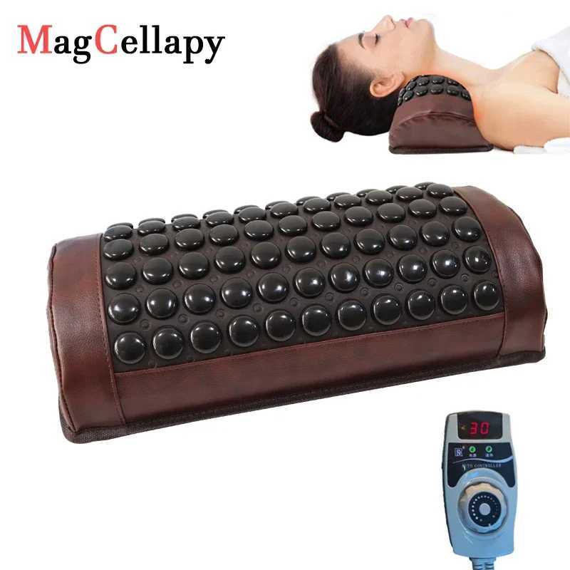Jade Tourmaline Heating Pillow Far Infrared Heated Massage Bolster Neck Pillow for Cervical Spine Pain Relief Cervical tractionW250512