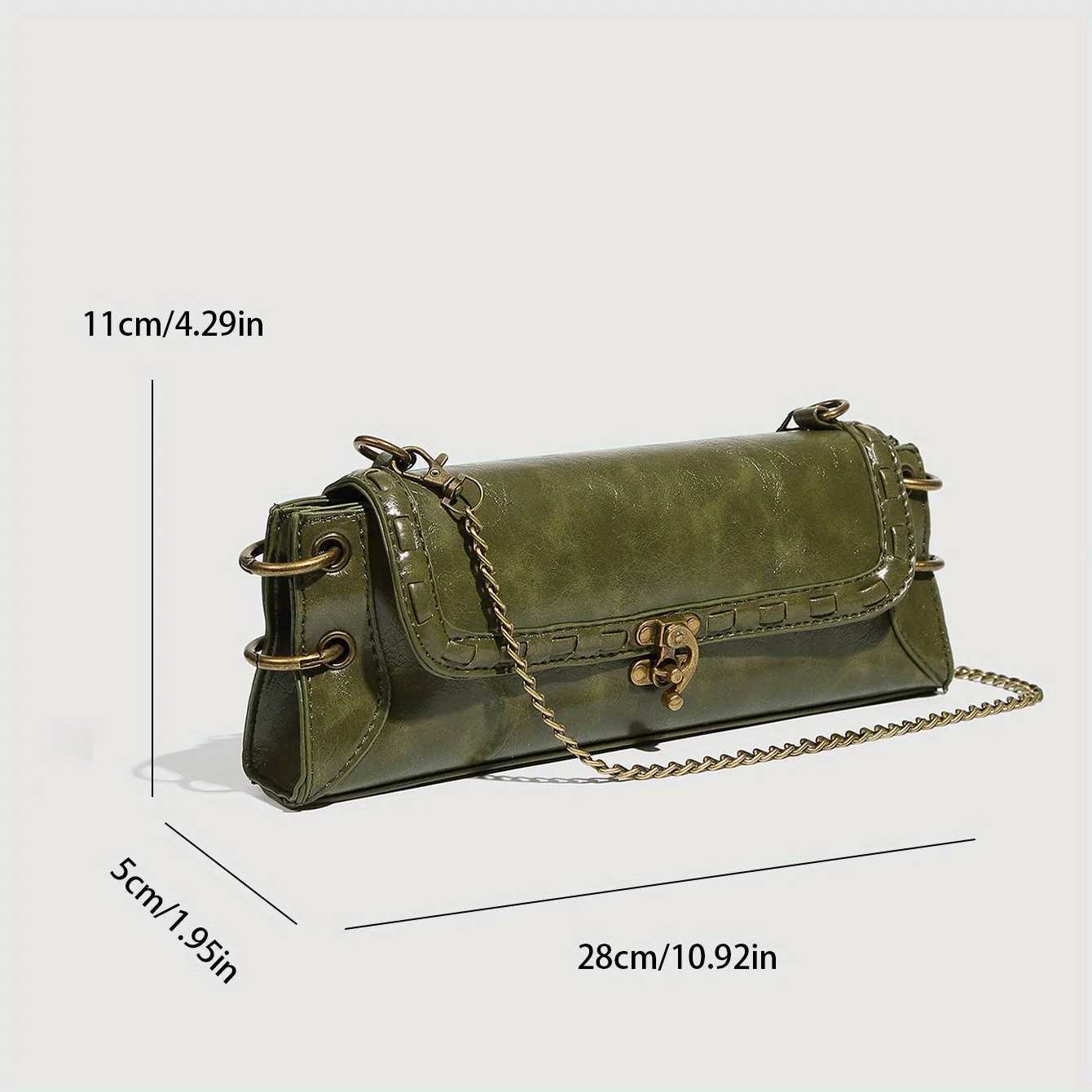 Fashionable Single Shoulder Buckle Antique Copper Crossbody Shoulder Bags Hand-held Armpit Bag Chain Strap Womens Baguette BagW250512