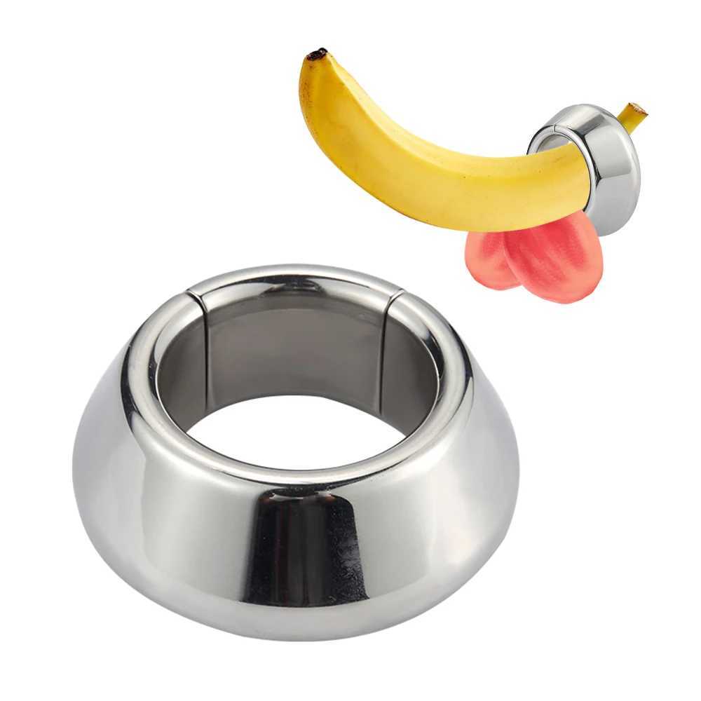 Magnetism Stainless Steel Scrotum Weight Erection Ring Cock Trainer Metal Locking Sperm Ring Binding Penis Male Training Supplie W250512