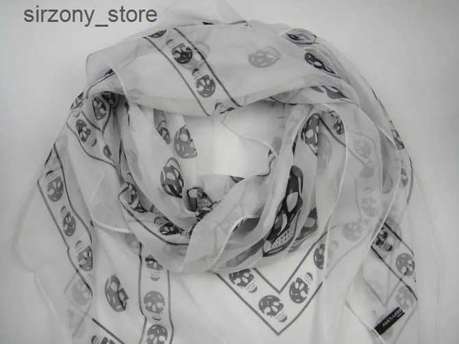 Designer silk scarf Scarves Summer Beach Square Shawl Ladies Designer Skull Print Chiffon Scarf Muslim Hijab For Women Luxury Skeleton Wrap Scarves z250512X6FJ