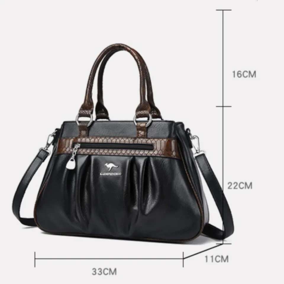 Three Layers Casual Tote Bag High Quality Pu Leather Ladies Hand for Women Big Shoulder Crossbody Bags Sac New