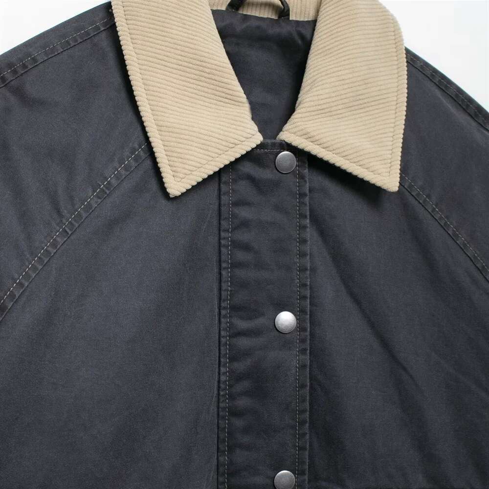 BM&MD&ZA women's autumn winter new contrast color long-sleeved lapel jacket coat warm and thick