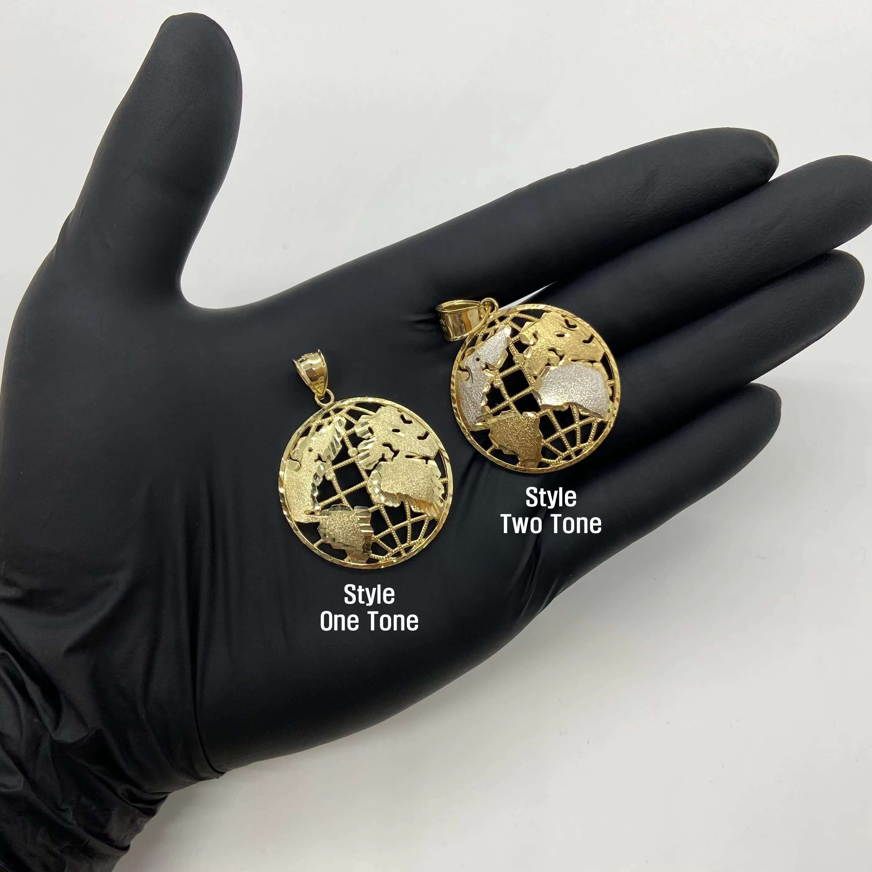 14k Gold Plated World Globe Earth Round Circle Pendant Necklace for Boy Men / Classic Map Charm Gift Global Jewelry