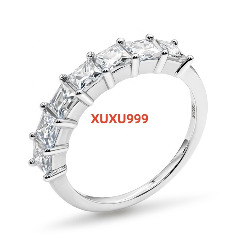 Explosive Models Fashion Design Jewelry S925 Silver Princess Cut Moissanite Diamond Ring for Women Jewelry Gift