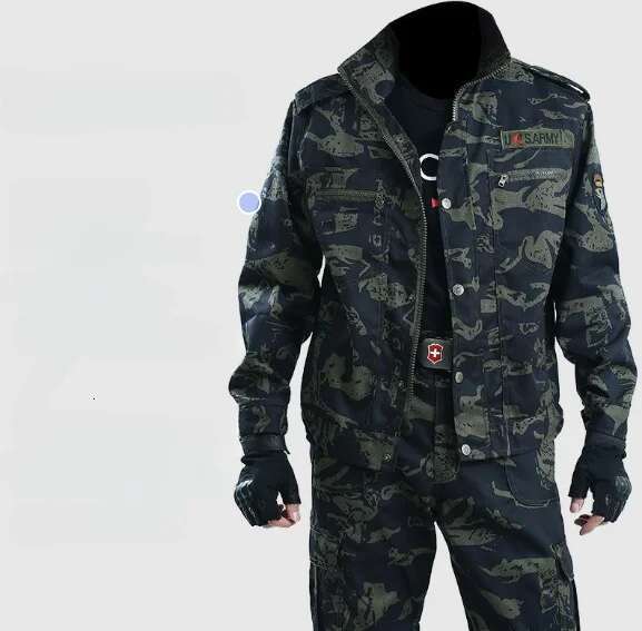 Wear-resistant camouflage suit for men women's work clothes Spring and autumn thickened labor protection clothing, dirt resi