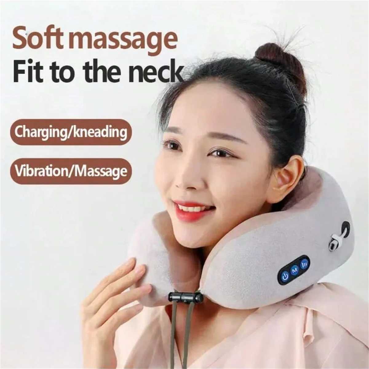 1pc Electric Neck Massager U-shaped Massage Pillow Cervical And Neck Massager With Durable Memory Sponge Massage PillowW250512
