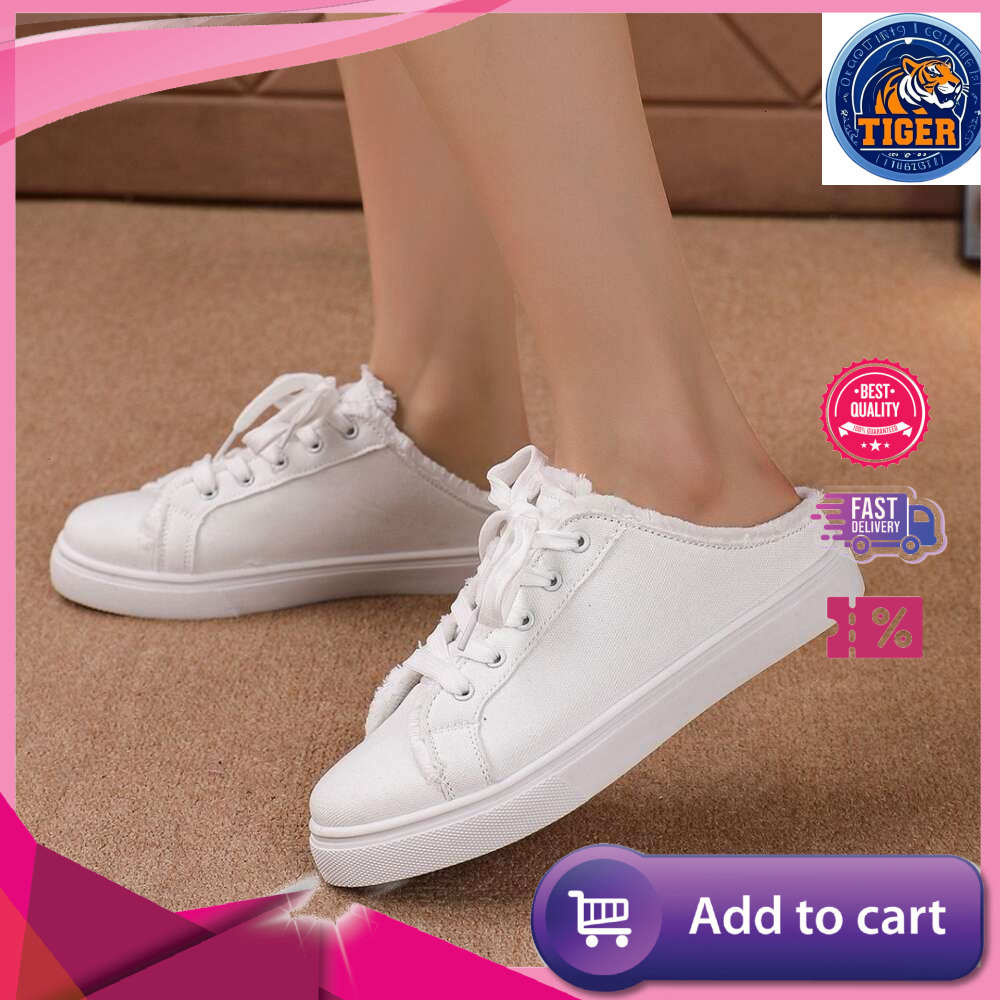 Ddmytiger Size Summer Large New Slippers Women S Fashion Versatile Little White Half Slipperboard Shoes Outdoor Shoes