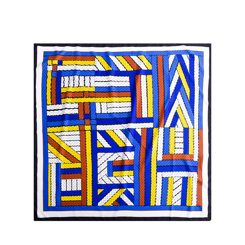 queen of the word 2 Fashionable and versatile geometric colorful twill print scarf Fashion contrast color scarf