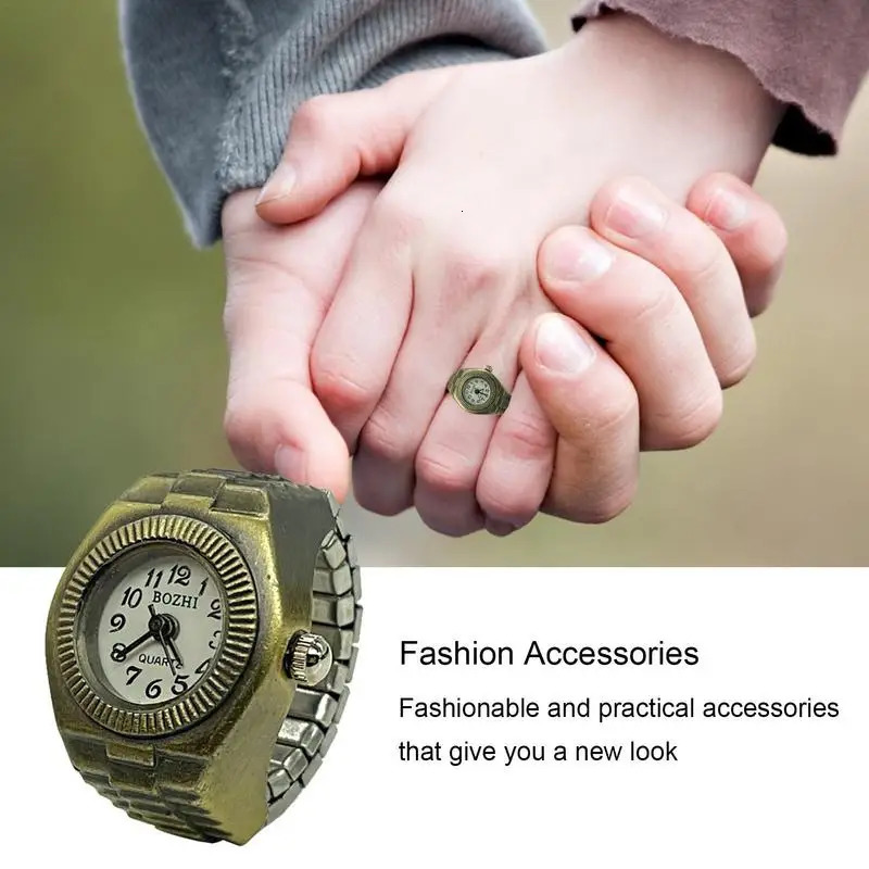 Finger Watch Ring Vintage Clock Small Pointer Style Bronze Quartz With Retractable Strap For Women 250512