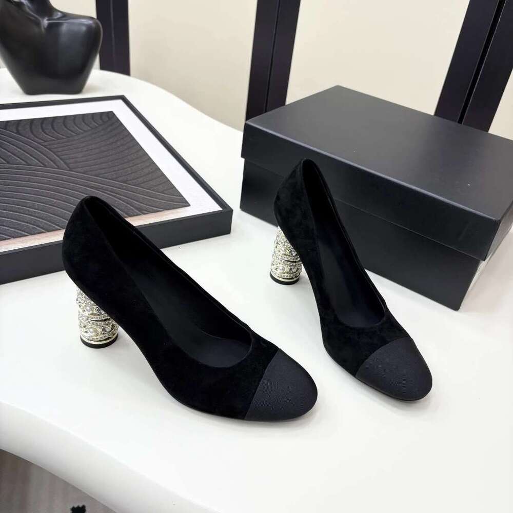 Women Size35-41 Genuine Leather Crystal Pumps Super High Heels Natural Cow Suede Party Designer Shoes Zapatillas De Mujer
