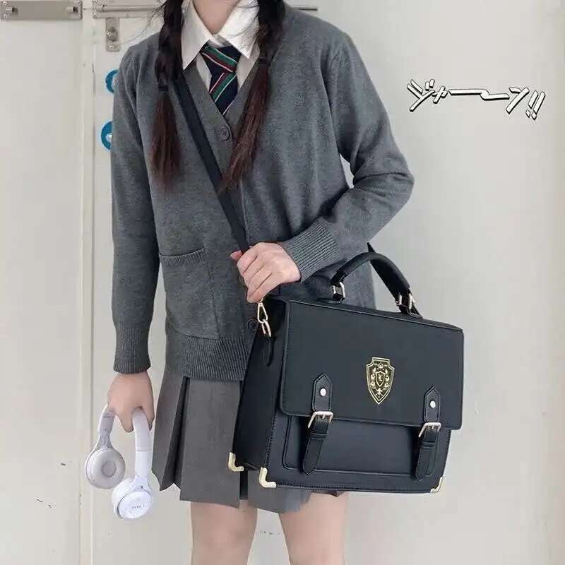 Y2k Japanese Preppy Aesthetic Fashion Women Casual Handbag Solid Color Girls School Backpack Cute Simple Shoulder Crossbody Bag