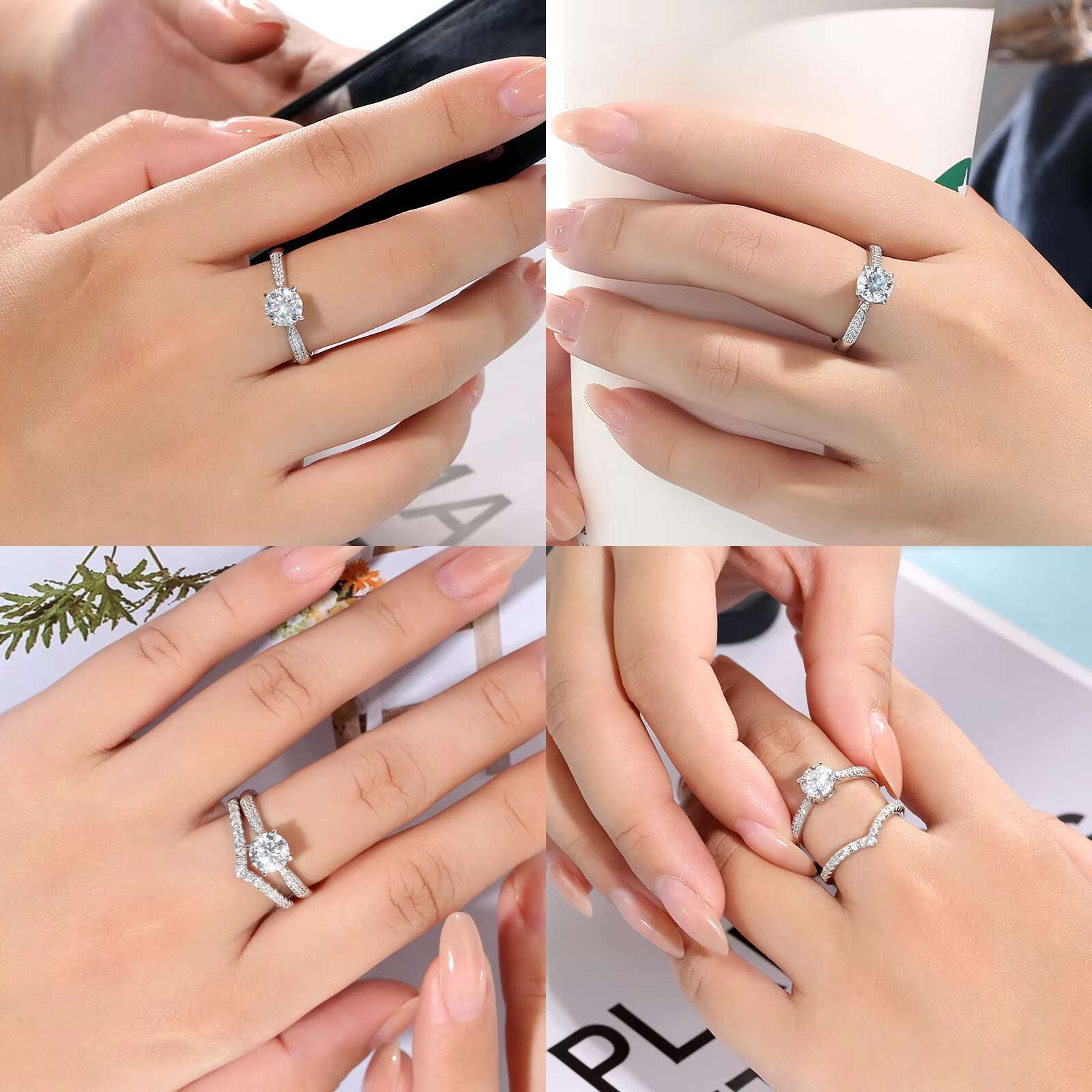 Wedding Moissanite 925 Sterling Silver 4 Prong Petite Twisted Vine 1.0 CT GRA VVS Diamond Engagement Women Promise Bridal Ring