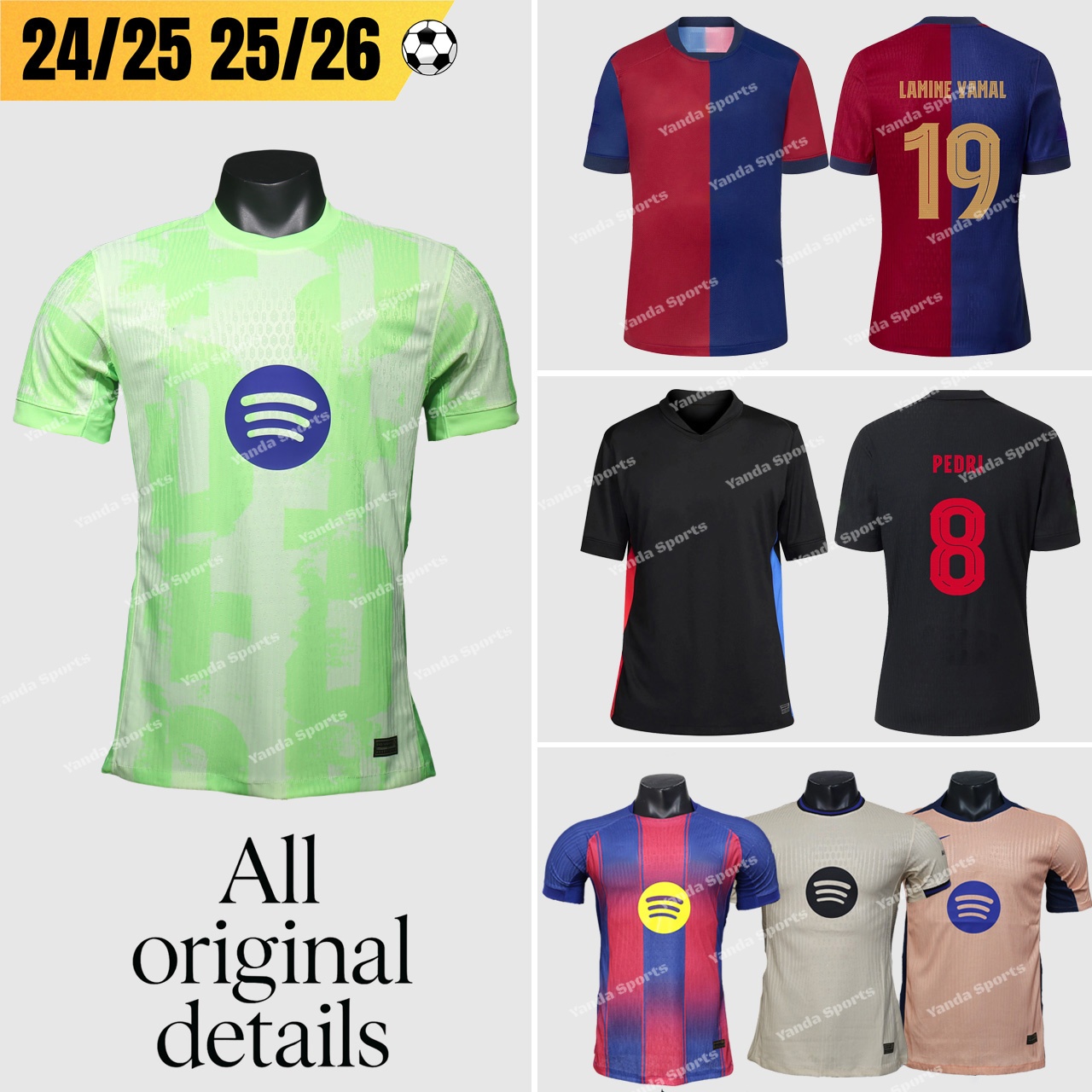 24/25 Season 19 LAMINE YAMAL RAPHINHA jersey PEDRI GAVI LEWANDOWSKI R.Araujo F. DE JONG GAVI KOUNDE jersey 2025 football shirt mens kit kids