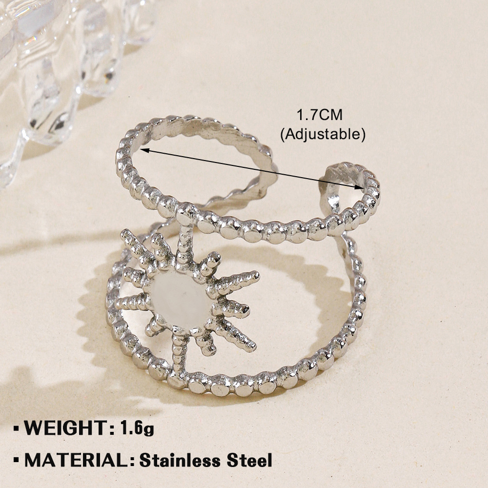 stainless octagonal star with female personality, adjustable opening, real gold electroplated titanium steel ring