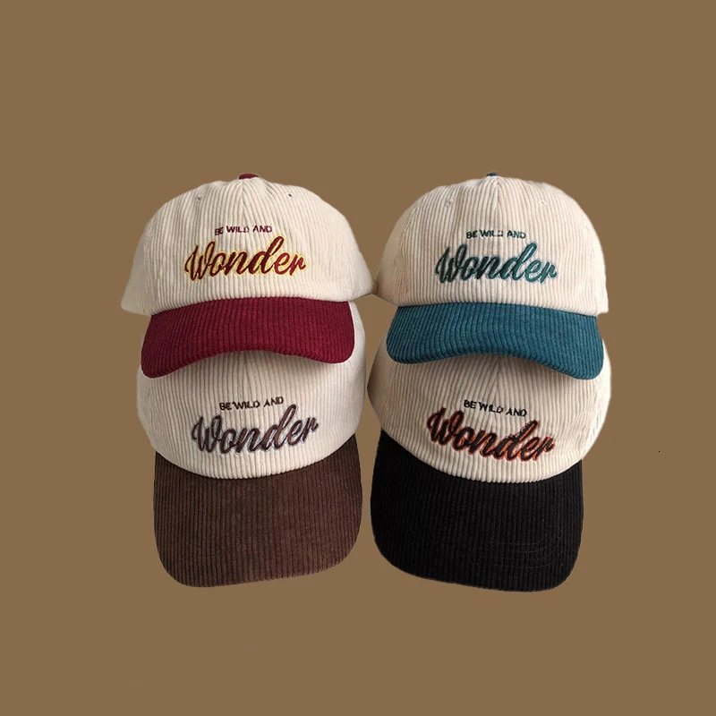 Color blocked ins retro letter embroidered corduroy hat for men and women autumn winter duckbill capversatile baseball cap 250512