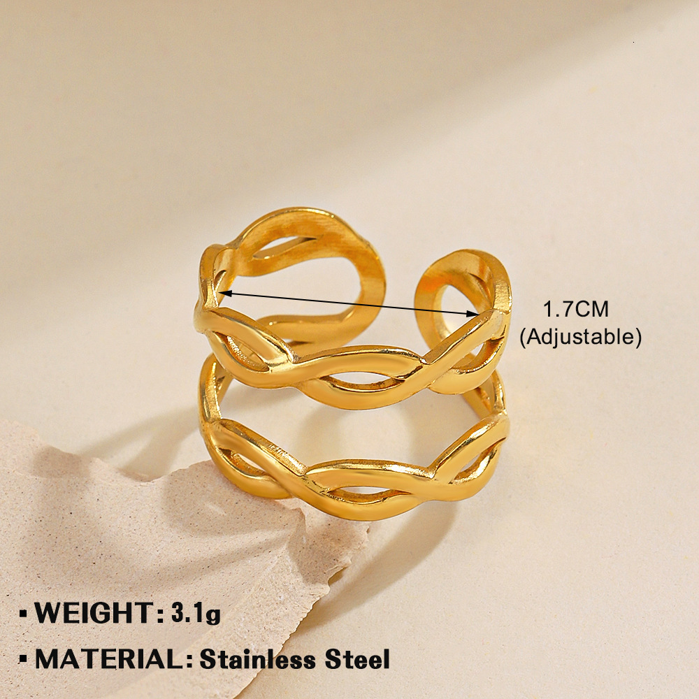 Fashionable and trendy stainless line cross titanium steel for women's hip-hop fashion temperament with adjustable opening ring