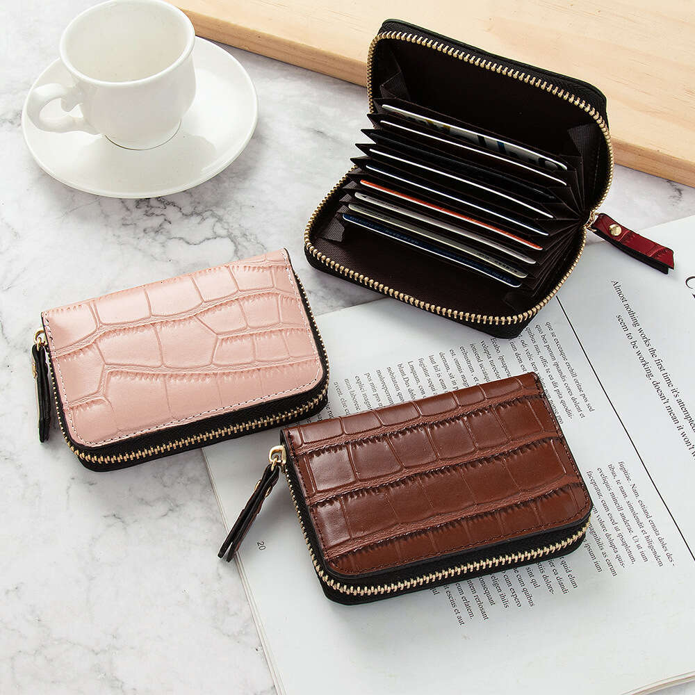 New Women's Mini Korean Edition Crocodile Pattern functional Anti demagnetization Multi Position Driver's License Bank Card Bag