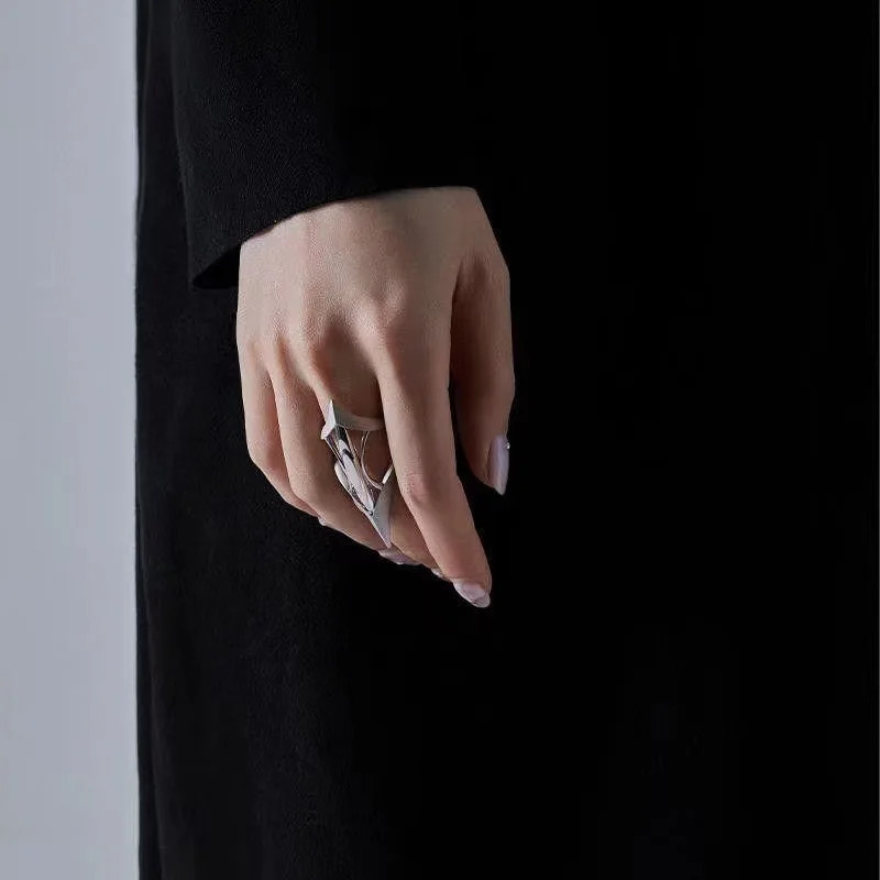 Gothic Unisex Cyber Punk Ring for Women Man Copper Metal Jewelry Hip-Hop Rock Party Street Rings Accessories Handmade Gift 250509
