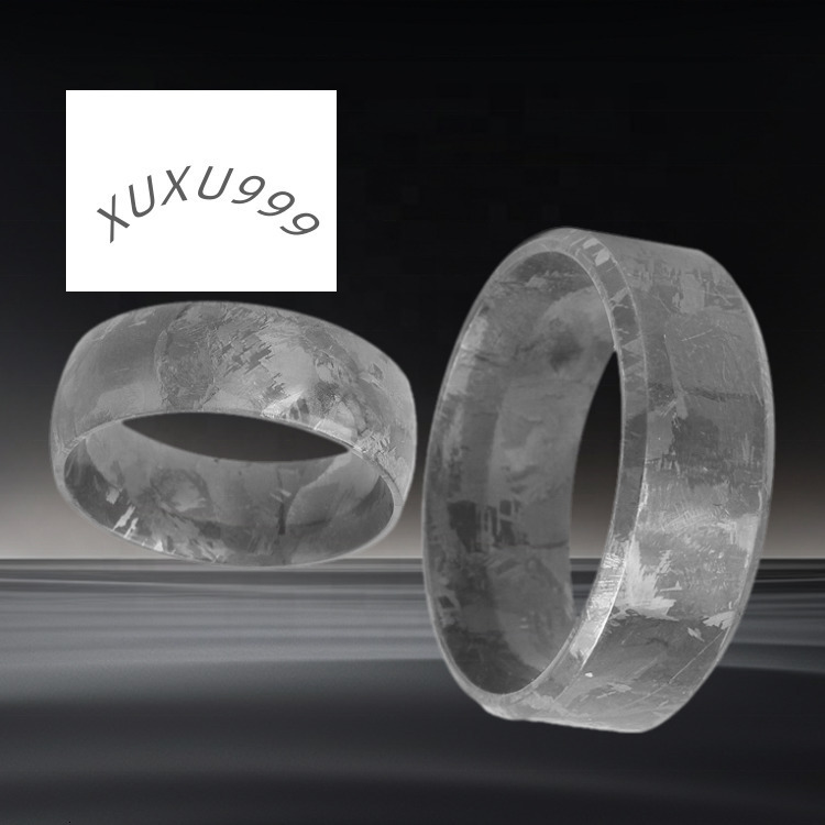 Unique TIZTI Ring Pure Titanium Jewelry Nice Looking Similar Meteorite Pattern Flat Shape 8mm Crystallized Titanium Wedding Band