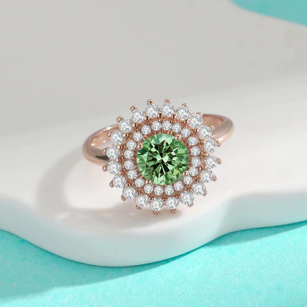 New Trendy Sun Flower Shape D Color 1Carat 925 Sterling Silver Red Moissanite Ring for Women Engagement Party