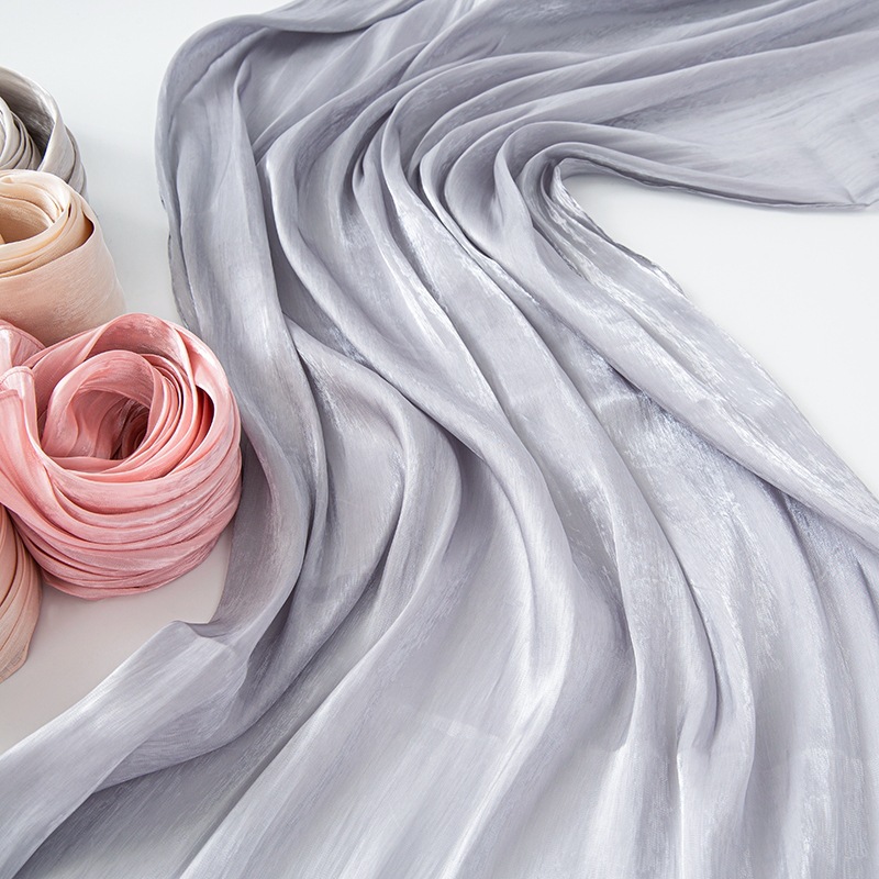 K699 Cross-border solid color headscarf silk scarf thin large gauze scarf travel sunscreen shawl linen plain satin scarf versatile