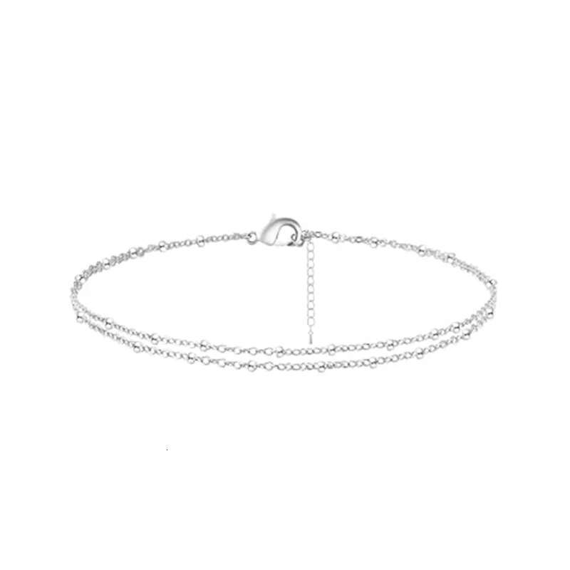 Ankle Women,14K Gold Sier Plated Layered Beads Anklets Bracelets For Women Girls Summer Jewelry Gifts