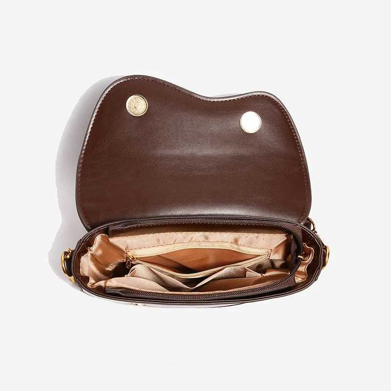 New Vintage Saddle Bag For Women Solid Color Flap Shoulder Bag Female Small Chain Underarm Bag PU Leather Commute Crossbody Bags Z250512