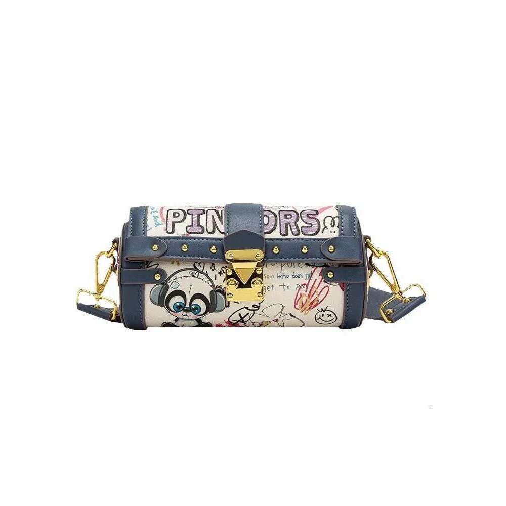 Original Design Handheld Cylinder With Cartoon Graffiti Pattern Letter Printing Women's Fashion And Cute Shoulder Bag