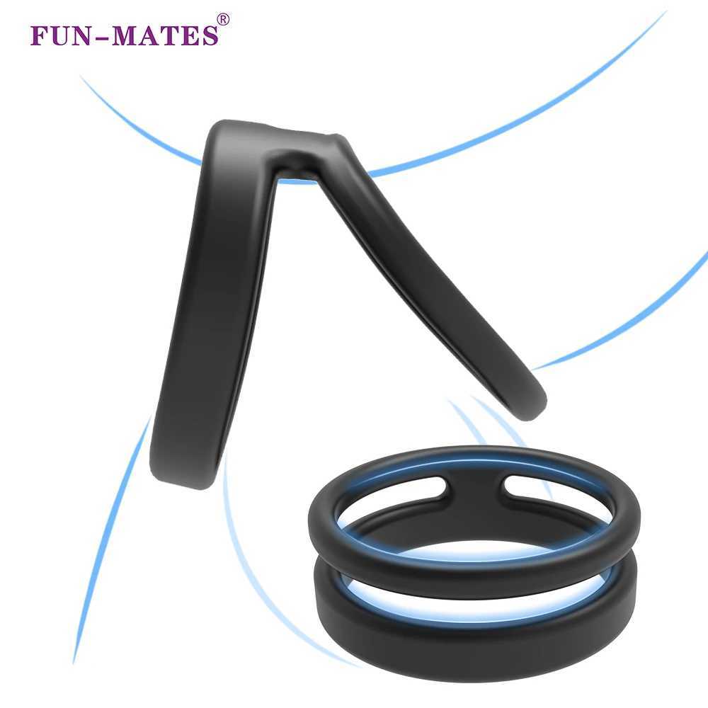 Male Silicone Penis Ring Dual Cock Rings Delay Lock Ejaculation Scrotal Binding Ball Stretcher Cockring Chastity Sex Toy For Men W250512