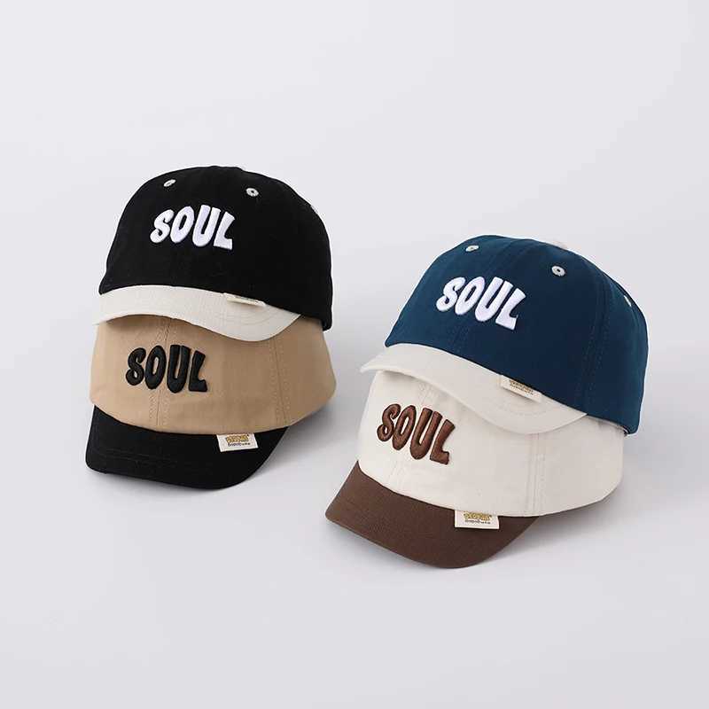 Embroidery Letter Children Duck Tongue Hat Short Brim Kids Baseball Hats 1-3Y Baby Sun Visors Fashion Color Block Duckbill Cap R250512