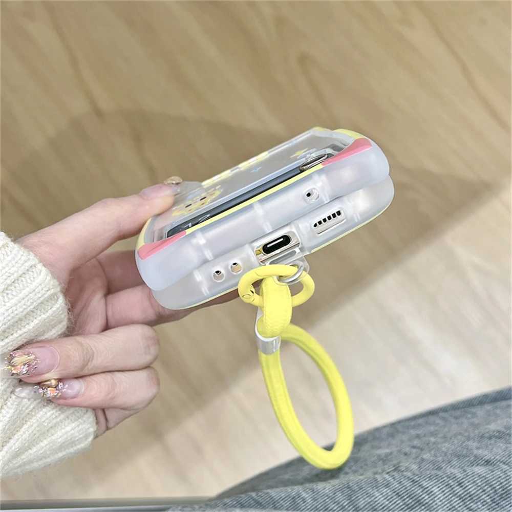 Korean Cute LaBuBu Cat Ears Phone Case For Galaxy Z Flip 6 5G Lovely Hand Strap Cover For Galaxy Z Flip 3/4/5/6 Shell Y250512