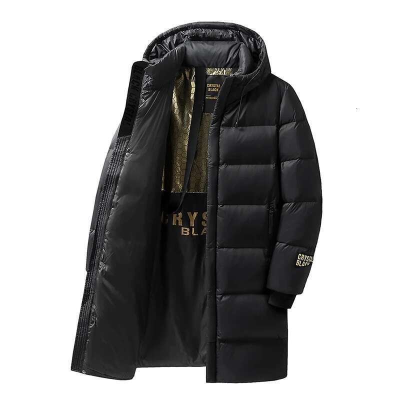Winter New Warm Thick Long Down Coat Mens Hooded Waterproof Black Gold Puffer Jacket Men Casual Windproof Parkas Male Designer
