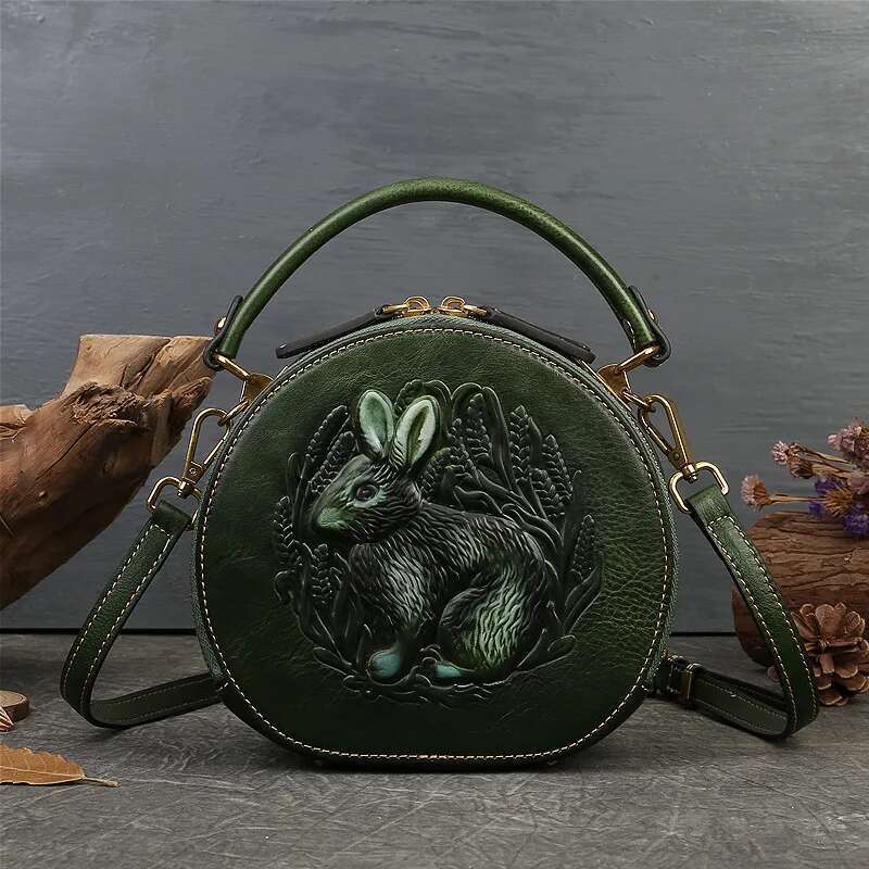 Genuine Leather Bags New Retro Women's Handbags Chinese Style Single Shoulder Crossbody Head Layer Cowhide Shell Bag