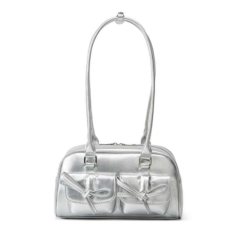 Womens Korean bow bag 2025 new fashion chic niche design commuting handbag shoulder bag Z250512