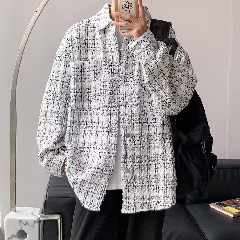 China-Chic Coat Men's 2025 New Korean Fashion Loose Casual High class Small Fragrant Plaid Jacket Top