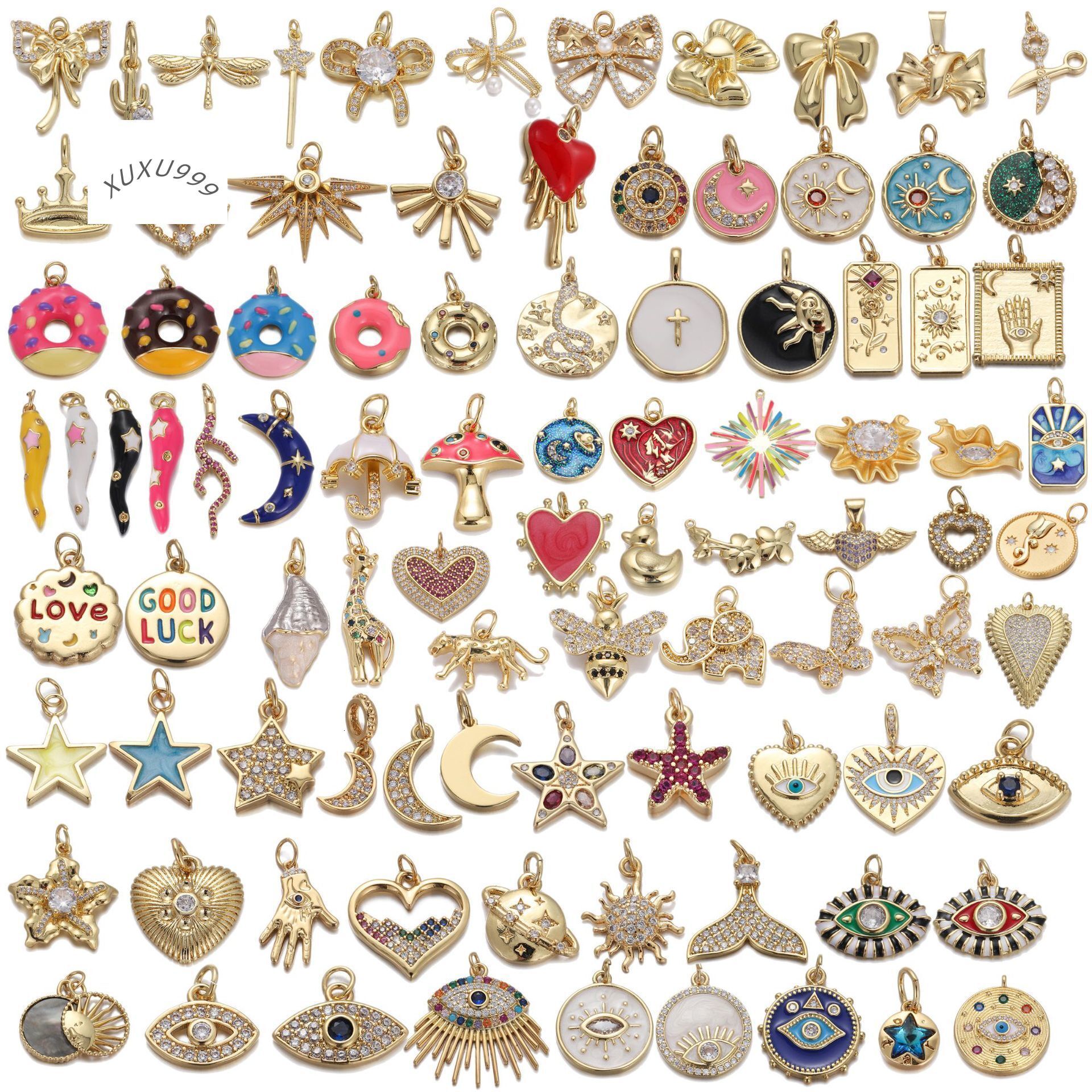 Garrywell Hot Sale Wholesale Trendy Star Bear Shell Pendant Brass 14k Gold Plated Necklace Pendant Charms for DIY Making Jewelry