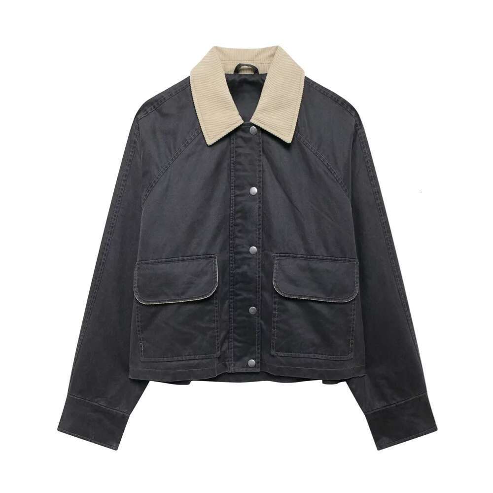BM&MD&ZA women's autumn winter new contrast color long-sleeved lapel jacket coat warm and thick