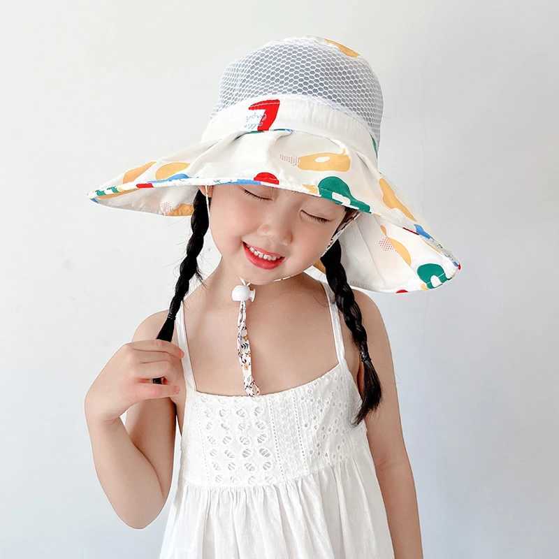Large Brim Mesh Fisherman Hat For Children Summer Sun Hats Hollow Breathable Kids Sunscreen Cap 1-4Year Baby Sunshade Visors R250512